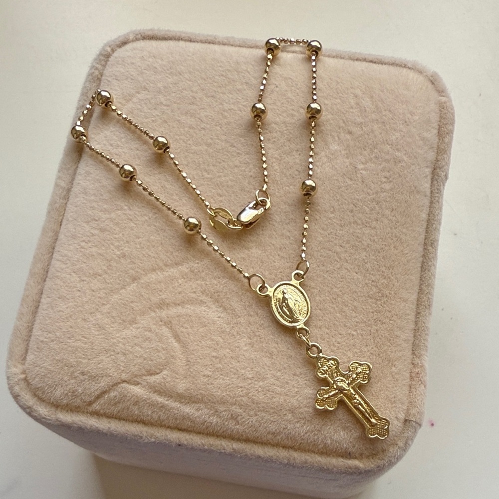 Elegant 14k Gold Rosary Bracelet